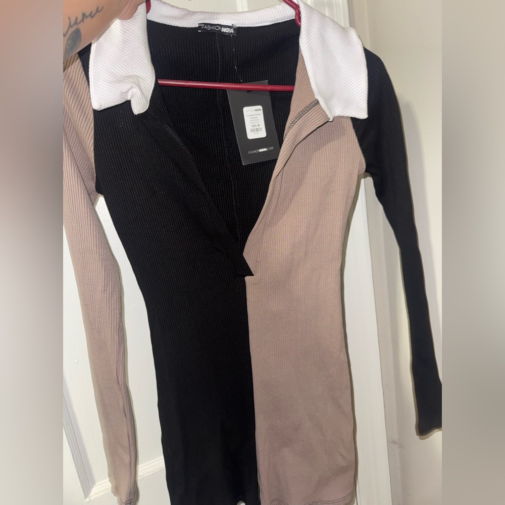 Fashion Nova Black and Tan Jumpsuit